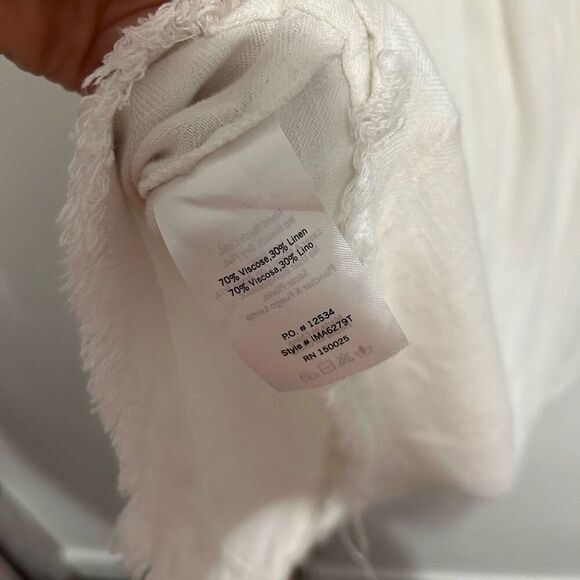 Emory Park White Linen Blend Button Front Blouse Size S Classic Neutral Minimal - Picture 10 of 10